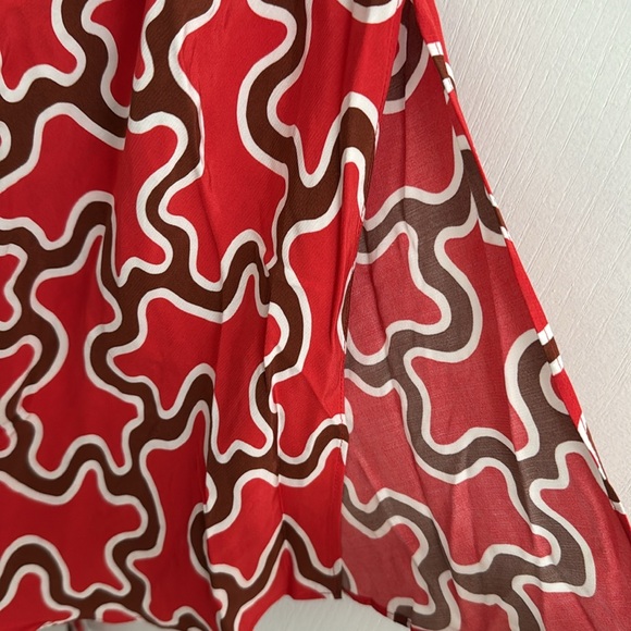 Diane Von Furstenberg Eloise Red Wrap Long Sleeve Midi Dress Asymmetrical Sz. XL - Picture 9 of 13